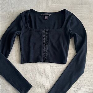 Victorias Secret Ribbed Knit Cropped Long Sleeve Top